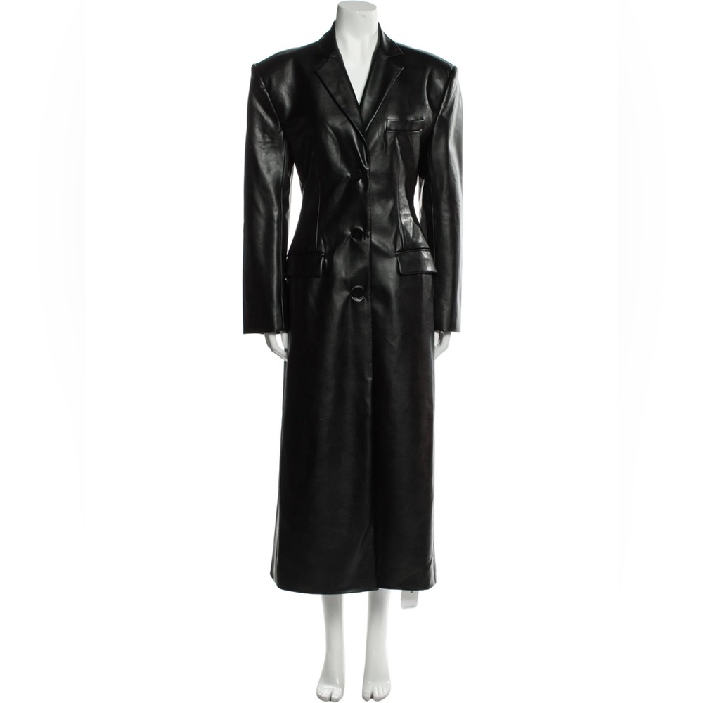 Helsa Black Leather Trench Coat - Picture 5 of 10